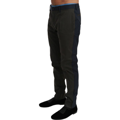 Dolce & Gabbana Blue Gray Stripes Trouser Cotton Pants 1728,67345645728,Clothing,Dolce & Gabbana,Dress Pants - Pants - Clothing,Gray,IT44 | XS,IT48 | M,Jeans & Pants - Men - Clothing,Material: 69% Cotton 31% Nylon,Men,Men - Clothing,New with tags,Pants -