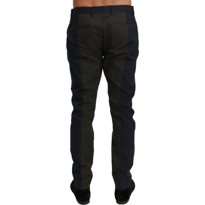 Dolce & Gabbana Blue Gray Stripes Trouser Cotton Pants 1728,67345645728,Clothing,Dolce & Gabbana,Dress Pants - Pants - Clothing,Gray,IT44 | XS,IT48 | M,Jeans & Pants - Men - Clothing,Material: 69% Cotton 31% Nylon,Men,Men - Clothing,New with tags,Pants -