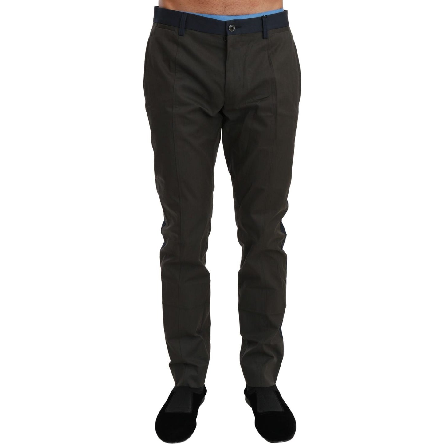 Dolce & Gabbana Blue Gray Stripes Trouser Cotton Pants 1728,67345645728,Clothing,Dolce & Gabbana,Dress Pants - Pants - Clothing,Gray,IT44 | XS,IT48 | M,Jeans & Pants - Men - Clothing,Material: 69% Cotton 31% Nylon,Men,Men - Clothing,New with tags,Pants -