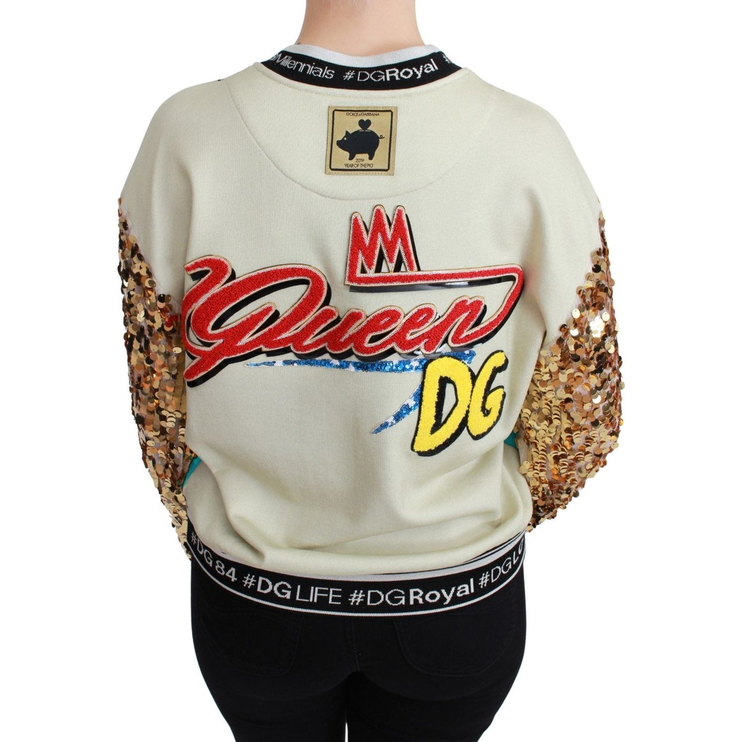 Dolce & Gabbana Chic Multicolor Motive Sequined Sweater Dolce & Gabbana