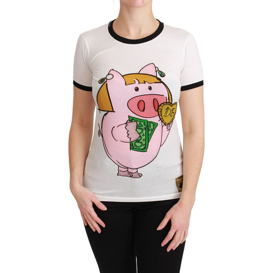 Dolce & Gabbana White YEAR OF THE PIG Top Cotton T-shirt