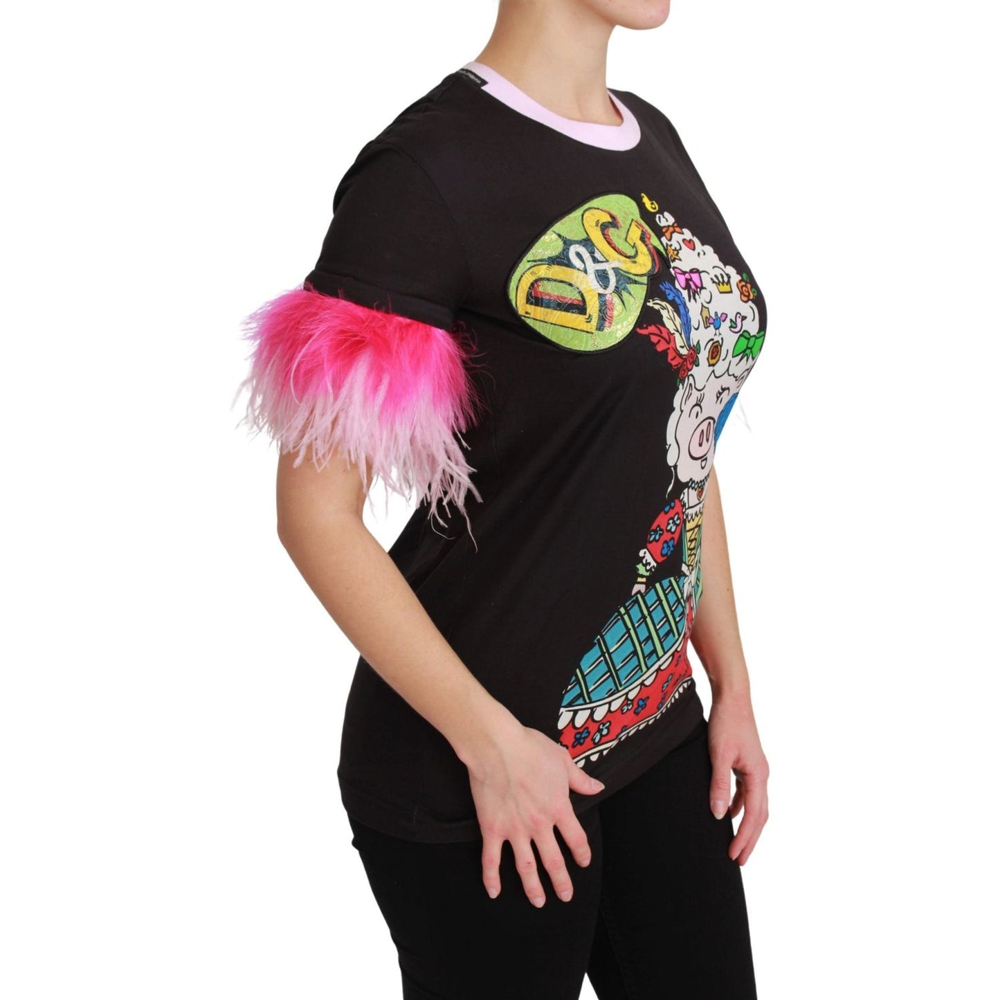 Dolce & Gabbana Black YEAR OF THE PIG Top Cotton T-shirt