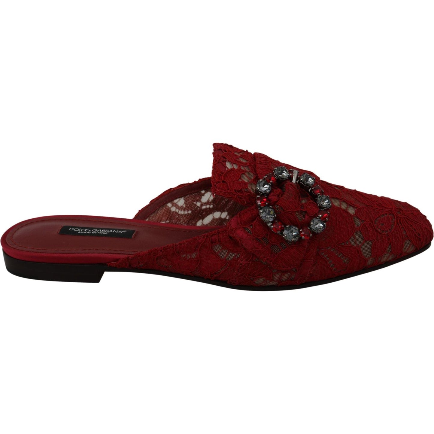 Dolce & Gabbana Radiant Red Slide Flats with Crystal Embellishments Dolce & Gabbana