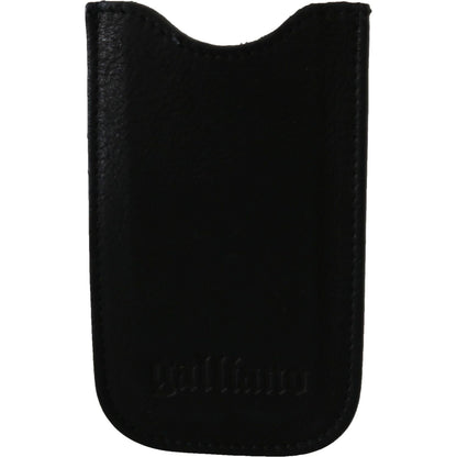 John Galliano Black Leather Multifunctional Men ID Bill Card Holder Wallet