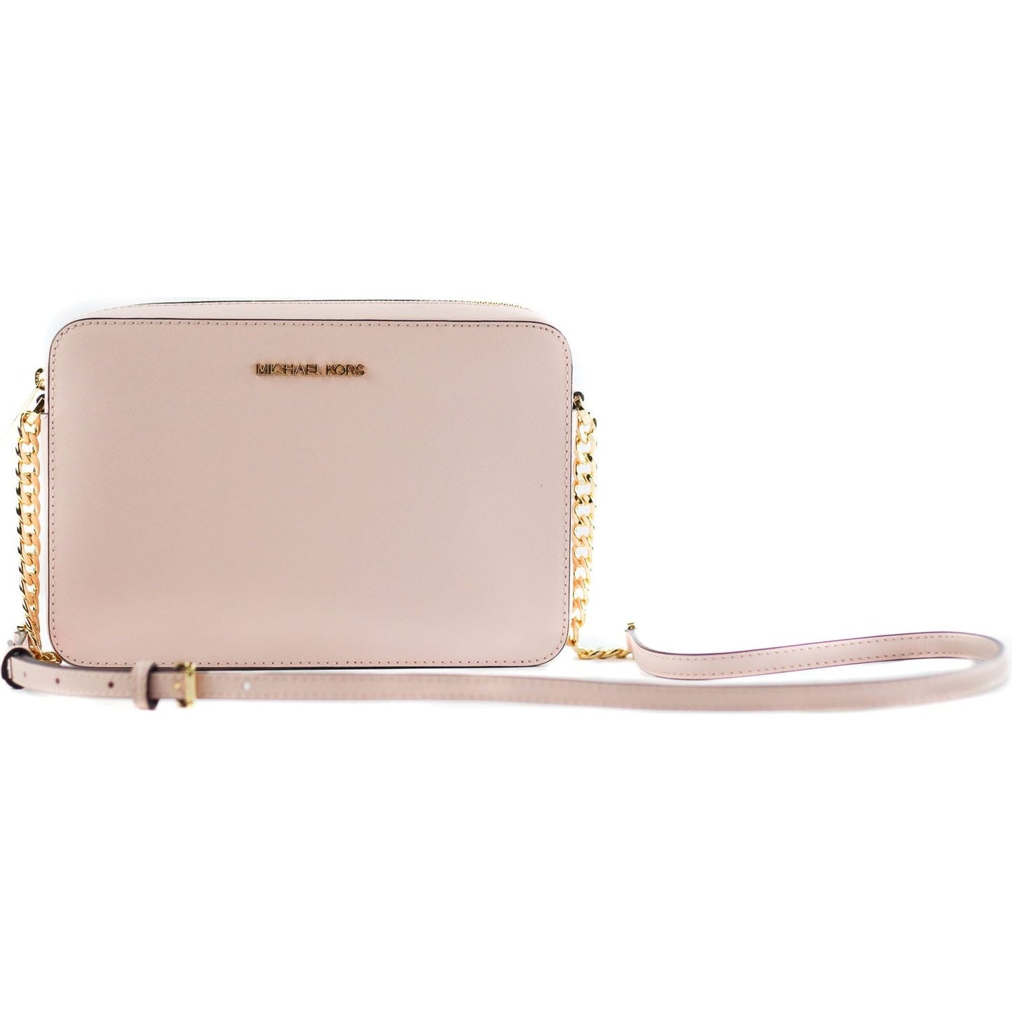 Michael Kors Jet Set Large East West Saffiano Leather Crossbody Bag Handbag (Powder Blush) Michael Kors