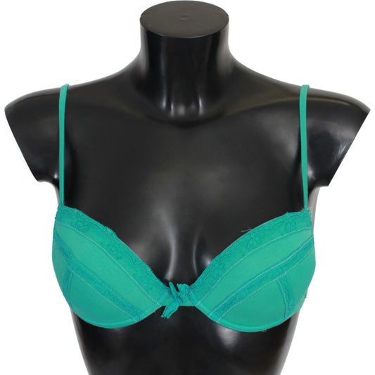 Ermanno Scervino Green Push Up Bra 100% Cotton Underwear 1728,67345645728,Bras - Underwear - Clothing,Clothing,Ermanno Scervino,Green,IT2 | S,Material: 100% Cotton,New with tags,Underwear - Clothing,Underwear - Women - Clothing,Women,Women - Clothing