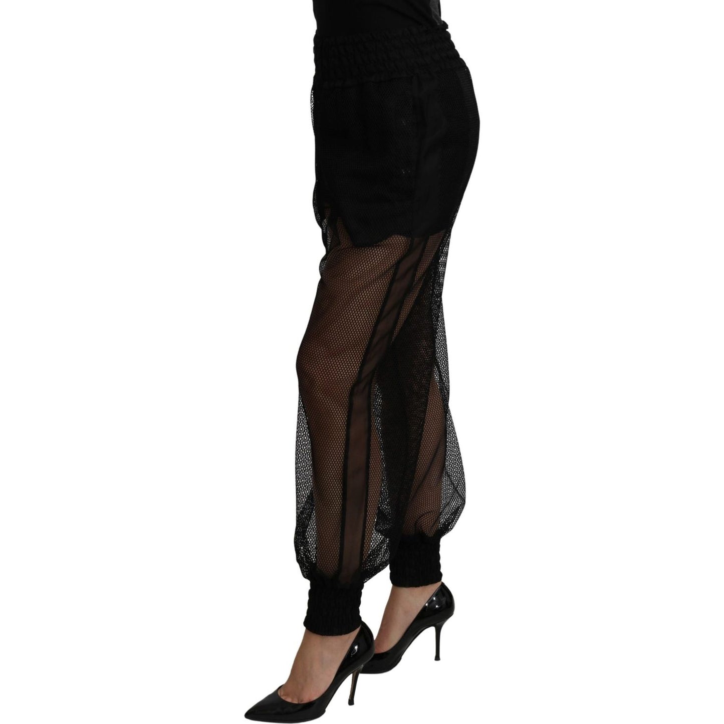 Dolce & Gabbana Black See Through Jogger Polyester Pants 1728,67345645728,Athletic Pants - Pants - Clothing,Black,Clothing,Dolce & Gabbana,IT36 | XS,IT38|XS,IT42|M,Jeans & Pants - Women - Clothing,Joggers (workout pants) - Sportswear - Clothing,Material: