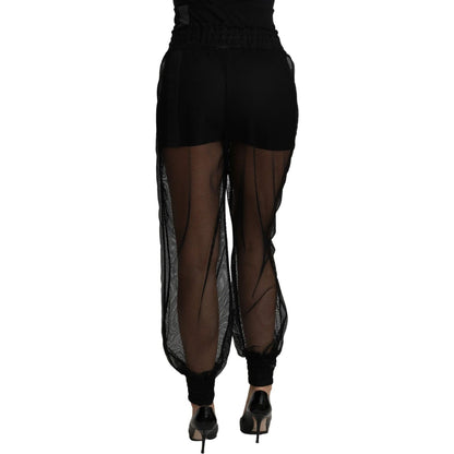 Dolce & Gabbana Black See Through Jogger Polyester Pants 1728,67345645728,Athletic Pants - Pants - Clothing,Black,Clothing,Dolce & Gabbana,IT36 | XS,IT38|XS,IT42|M,Jeans & Pants - Women - Clothing,Joggers (workout pants) - Sportswear - Clothing,Material: