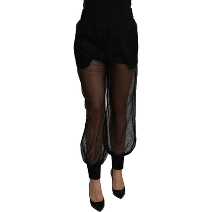 Dolce & Gabbana Black See Through Jogger Polyester Pants 1728,67345645728,Athletic Pants - Pants - Clothing,Black,Clothing,Dolce & Gabbana,IT36 | XS,IT38|XS,IT42|M,Jeans & Pants - Women - Clothing,Joggers (workout pants) - Sportswear - Clothing,Material:
