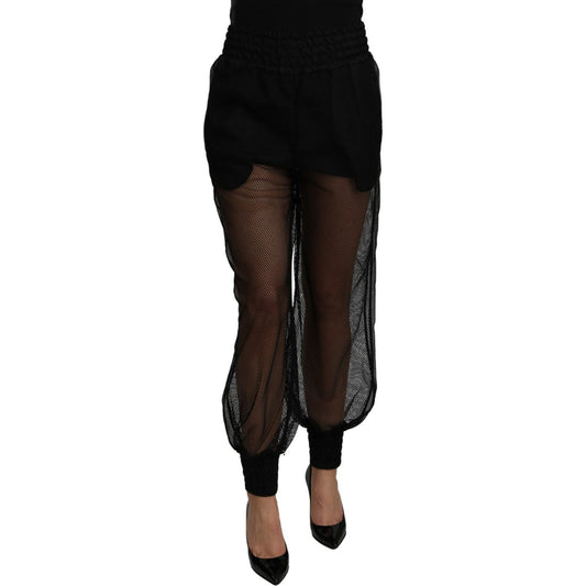 Dolce & Gabbana Black See Through Jogger Polyester Pants 1728,67345645728,Athletic Pants - Pants - Clothing,Black,Clothing,Dolce & Gabbana,IT36 | XS,IT38|XS,IT42|M,Jeans & Pants - Women - Clothing,Joggers (workout pants) - Sportswear - Clothing,Material: