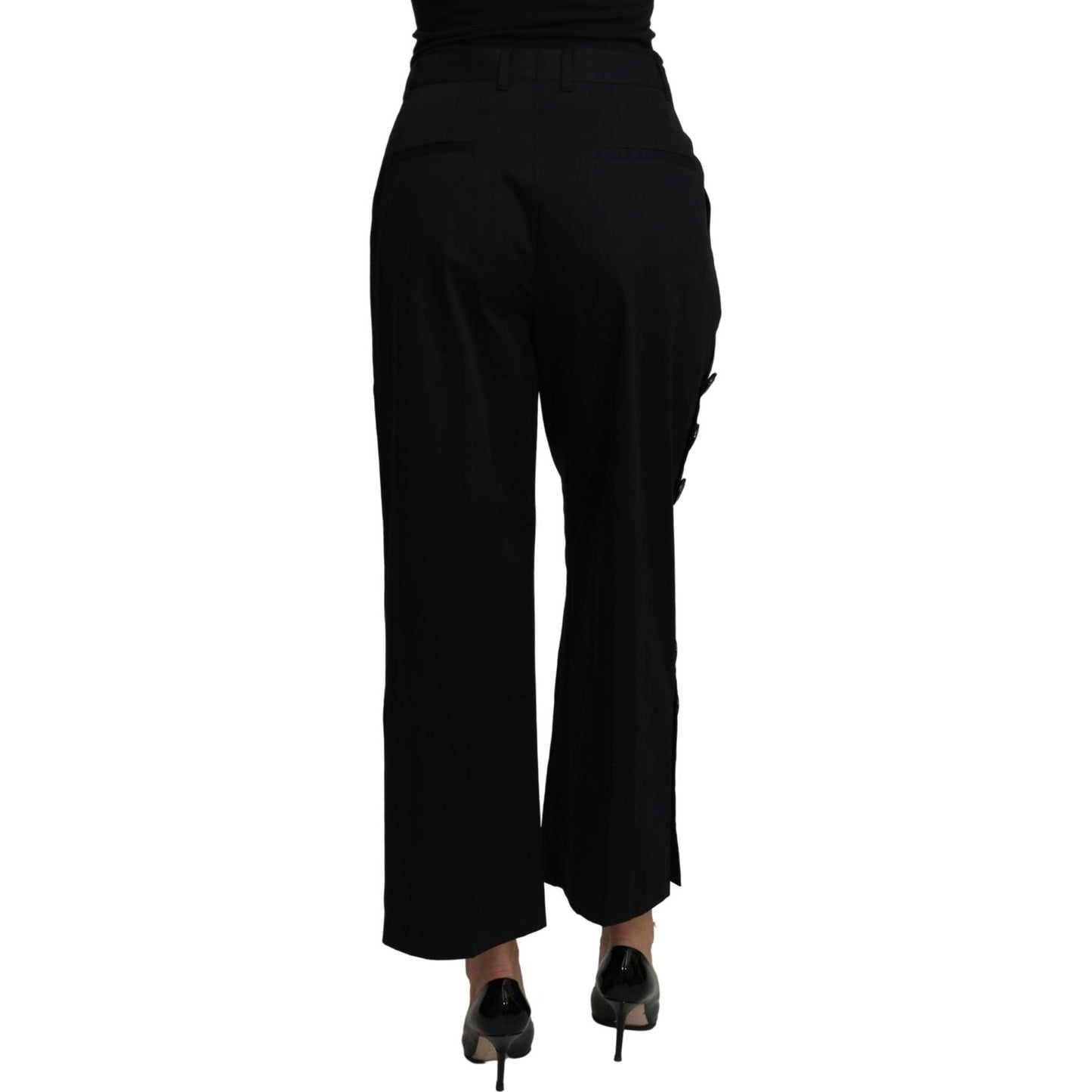 Dolce & Gabbana Black High Waist Cropped Cotton Stretch Pants 1728,67345645728,Black,Clothing,Cropped Pants - Pants - Clothing,Dolce & Gabbana,IT40|S,Jeans & Pants - Women - Clothing,Material: 97% Cotton 3% Elastane,New with tags,Pants - Clothing,Women,Wo