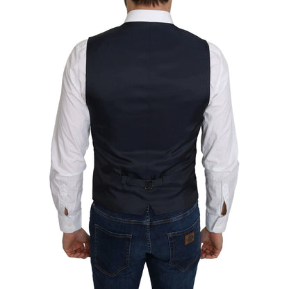 Dolce & Gabbana Blue Silk Romb Pattern Formal Coat Vest 1728,30% Silk,67345645728,Blue,Clothing,Dolce & Gabbana,IT46 | S,Material: 70% Cotton,Men,Men - Clothing,New with tags,Suits & Blazers - Clothing,Vests - Men - Clothing,Waistcoats - Suits & Blazers -