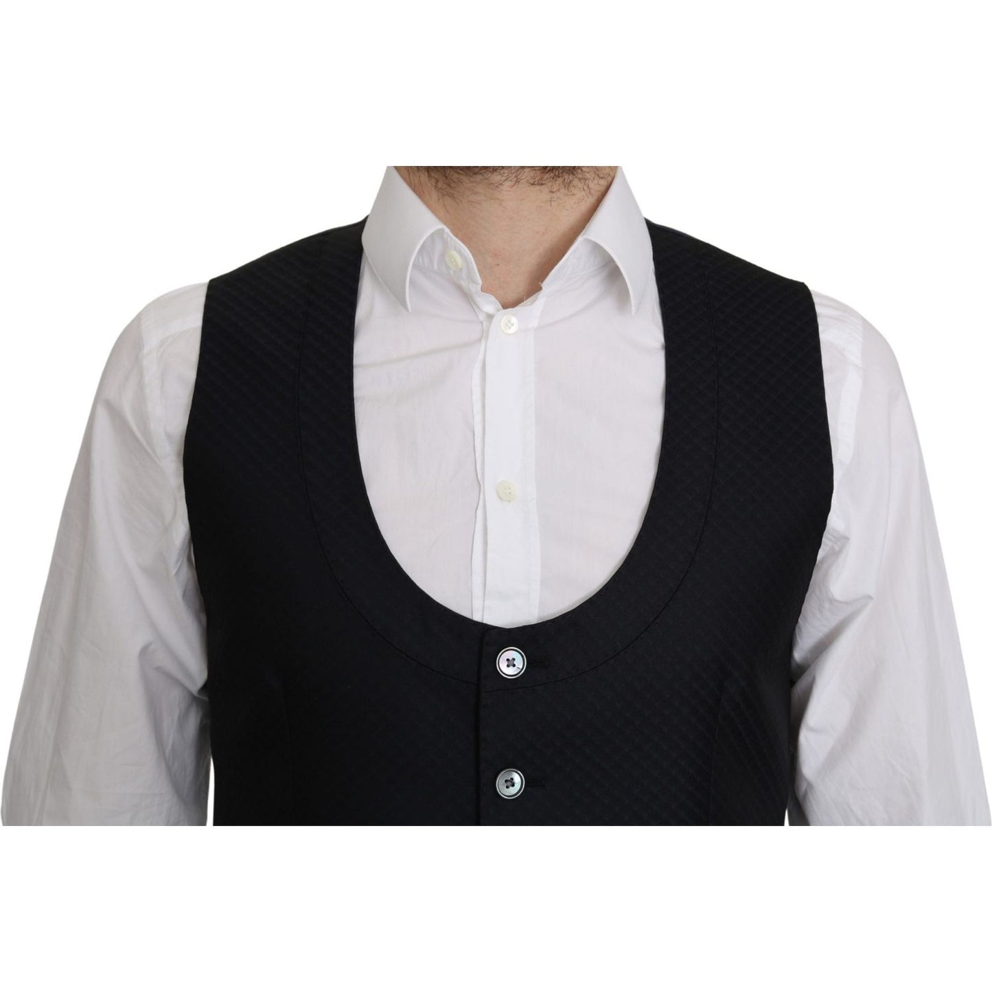 Dolce & Gabbana Blue Silk Romb Pattern Formal Coat Vest 1728,30% Silk,67345645728,Blue,Clothing,Dolce & Gabbana,IT46 | S,Material: 70% Cotton,Men,Men - Clothing,New with tags,Suits & Blazers - Clothing,Vests - Men - Clothing,Waistcoats - Suits & Blazers -