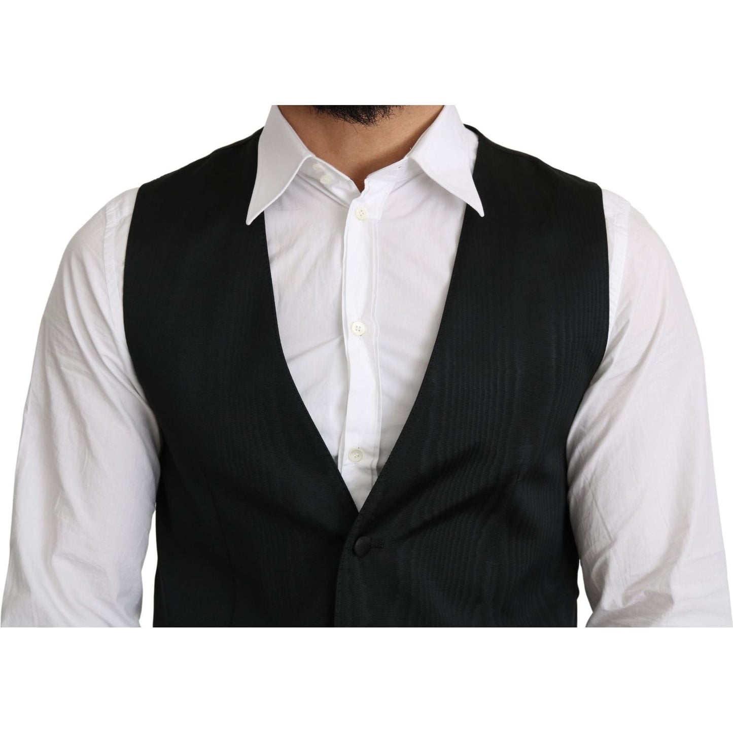 Dolce & Gabbana Elegant Silk Formal Gray Vest Dolce & Gabbana