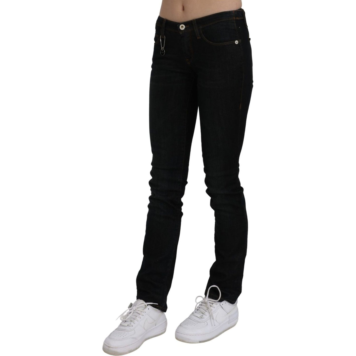 Costume National Black Mid Waist Skinny Denim Cotton Jeans
