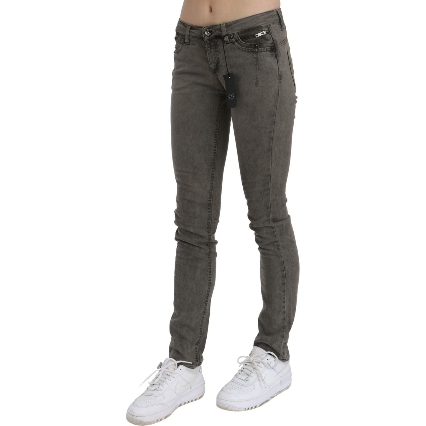 Costume National Chic Gray Slim Fit Cotton Jeans Costume National