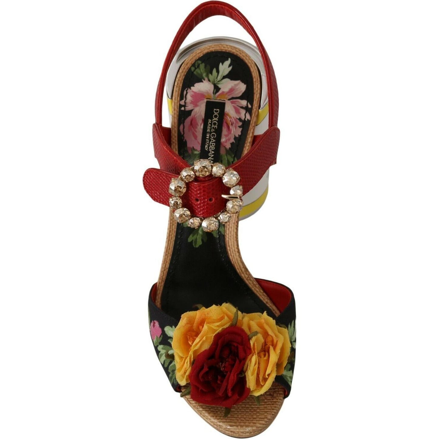 Dolce & Gabbana Multicolor Floral Crystal Embellished Sandals Dolce & Gabbana