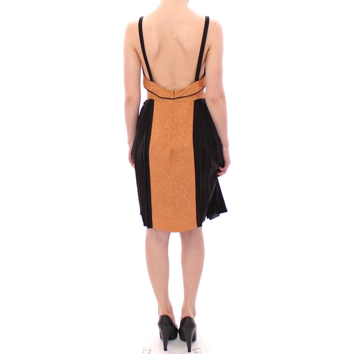 FILOS Black Bronze Silk Sleeveless Above Sheath Dress