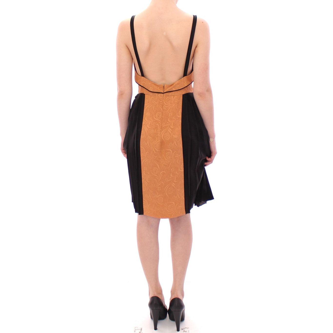 FILOS Silk Bronze & Black Sleeveless Sheath Dress Dresses FILOS