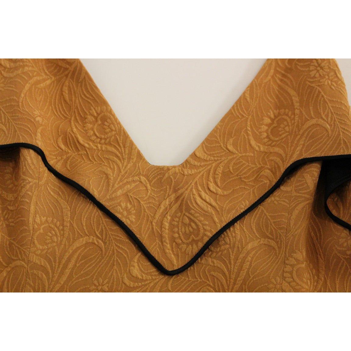 فستان FILOS حرير بدون أكمام باللون البرونزي والأسود