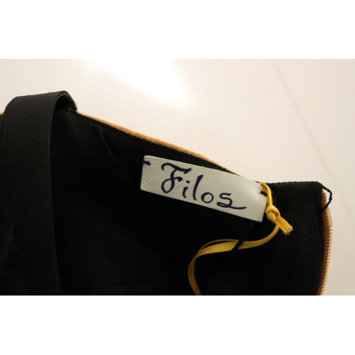 فستان FILOS حرير بدون أكمام باللون البرونزي والأسود