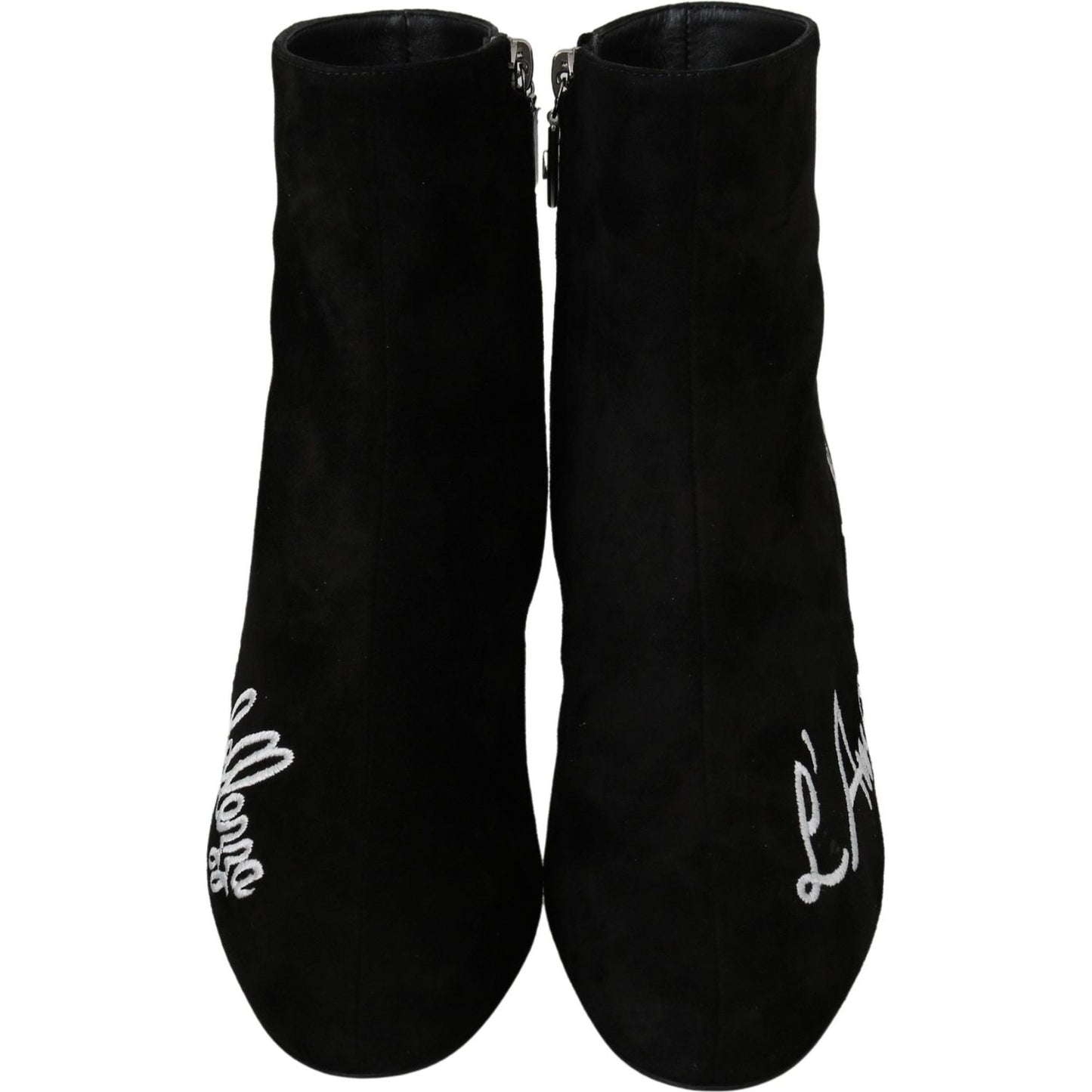 Dolce & Gabbana Black Suede L'Amore E'Bellezza Boots Shoes