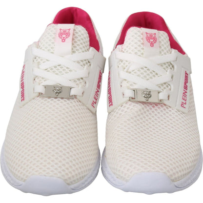 Philipp Plein White Pink Polyester Becky Sneakers Shoes