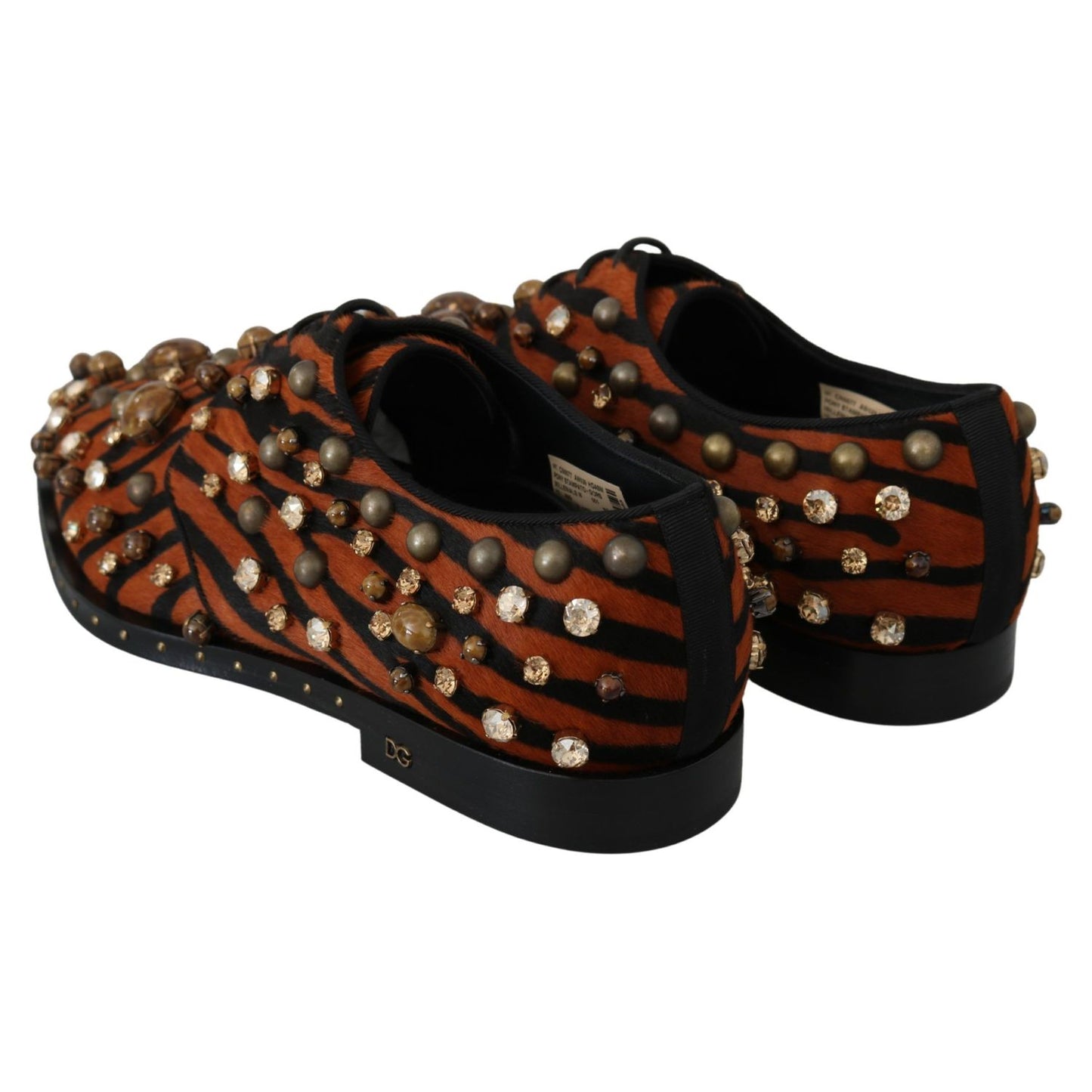 Dolce & Gabbana Orange Pony Hair Crystal Dress Broque Shoes