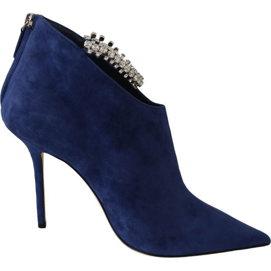 Jimmy Choo Pop Blue Crystal-Strap Heeled Boots Jimmy Choo