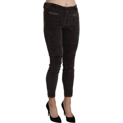 Ermanno Scervino Brown Velvet Capri Cropped Cotton Pants