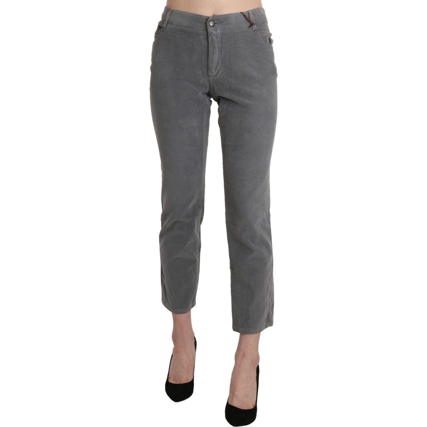 Ermanno Scervino Chic Gray Mid Waist Cropped Trousers Ermanno Scervino