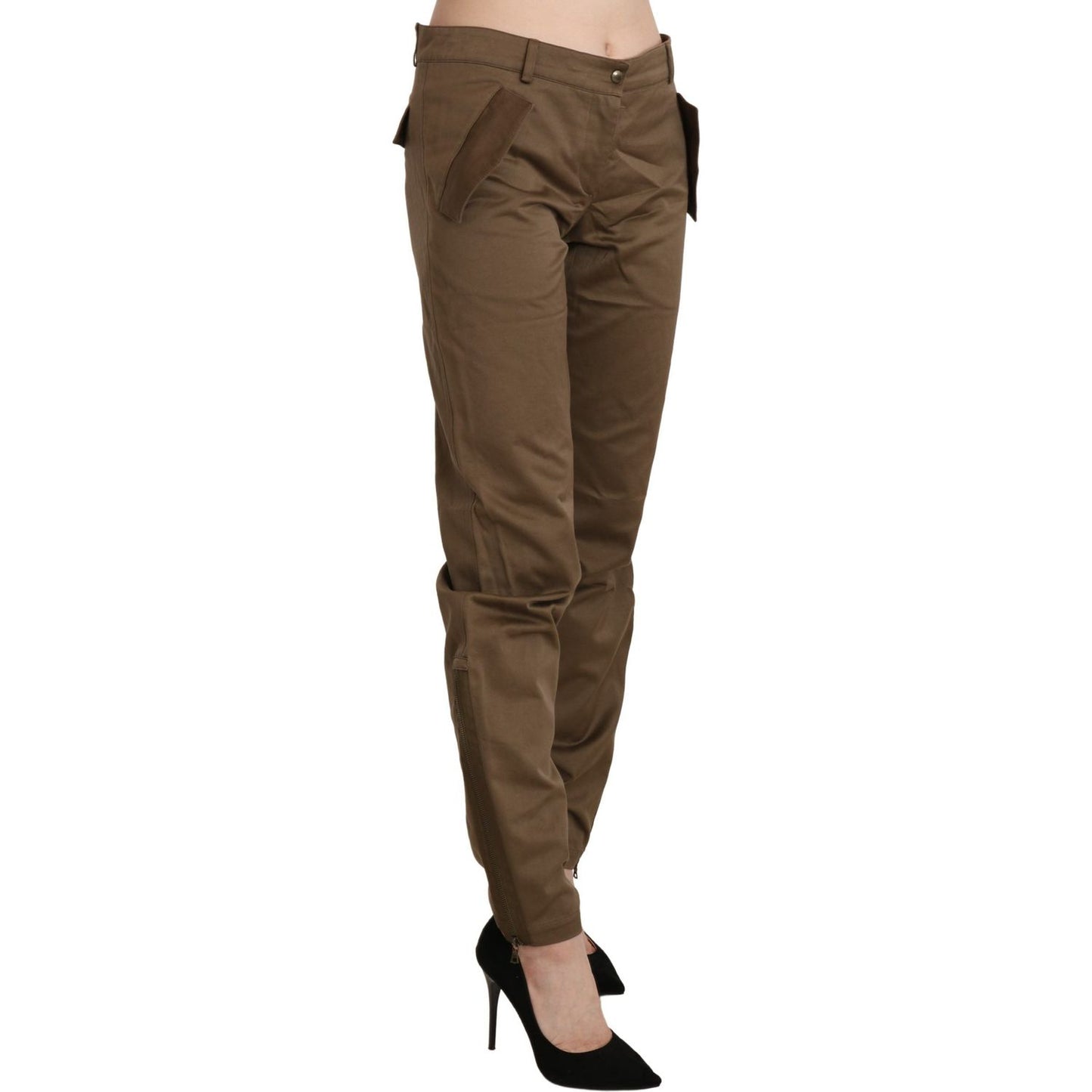 Ermanno Scervino Chic Brown Mid Waist Straight Trousers Ermanno Scervino