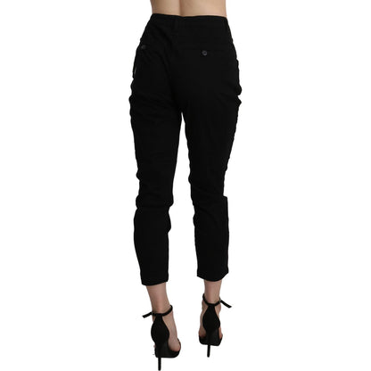 Acht Black High Waist Skinny Cropped Cotton Capri Pant