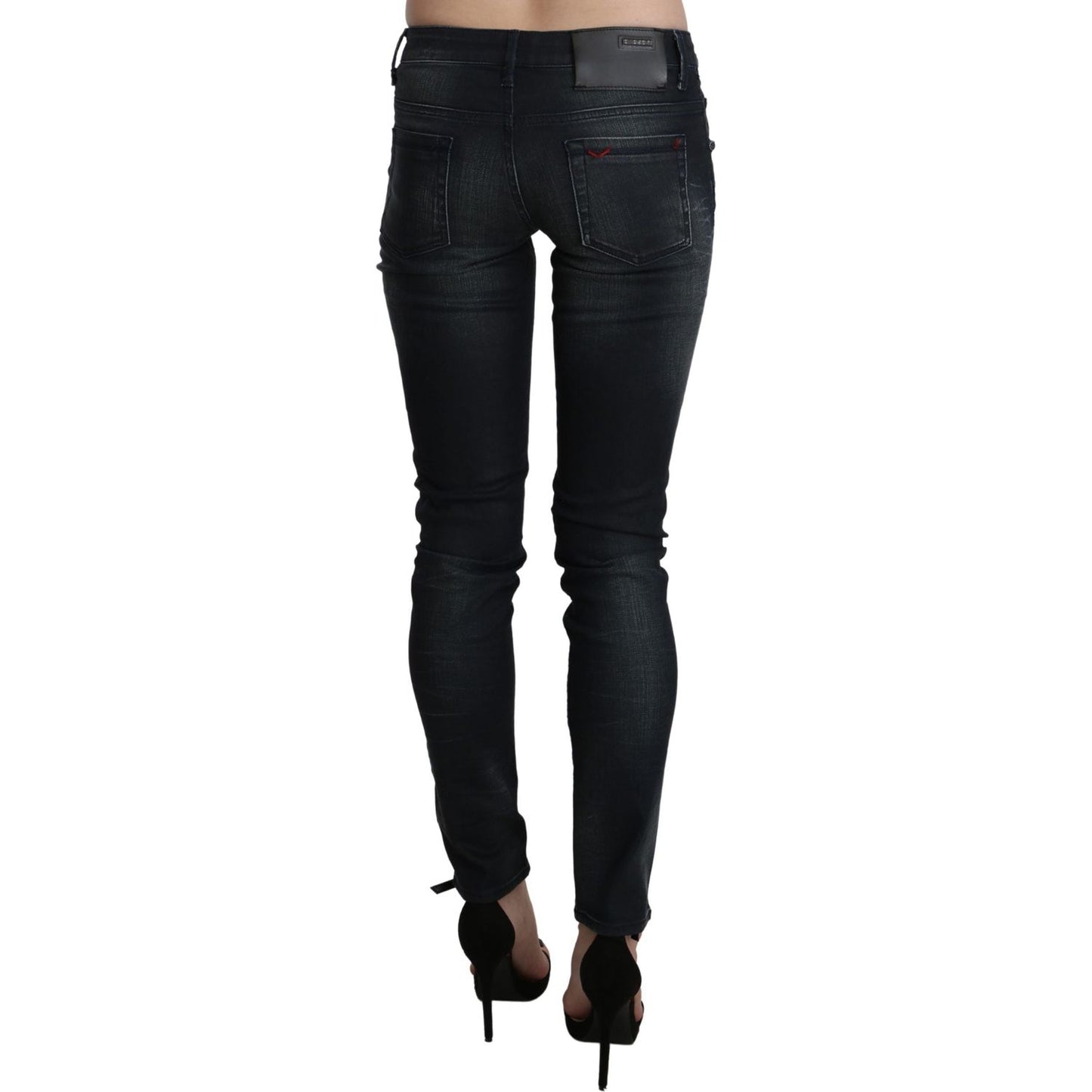 Acht Black Washed Low Waist Skinny Denim Trouser