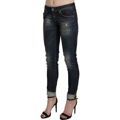 Acht Blue Washed Low Waist Skinny Cropped Denim Pant