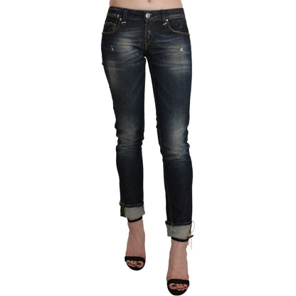 Acht Blue Washed Low Waist Skinny Cropped Denim Pant