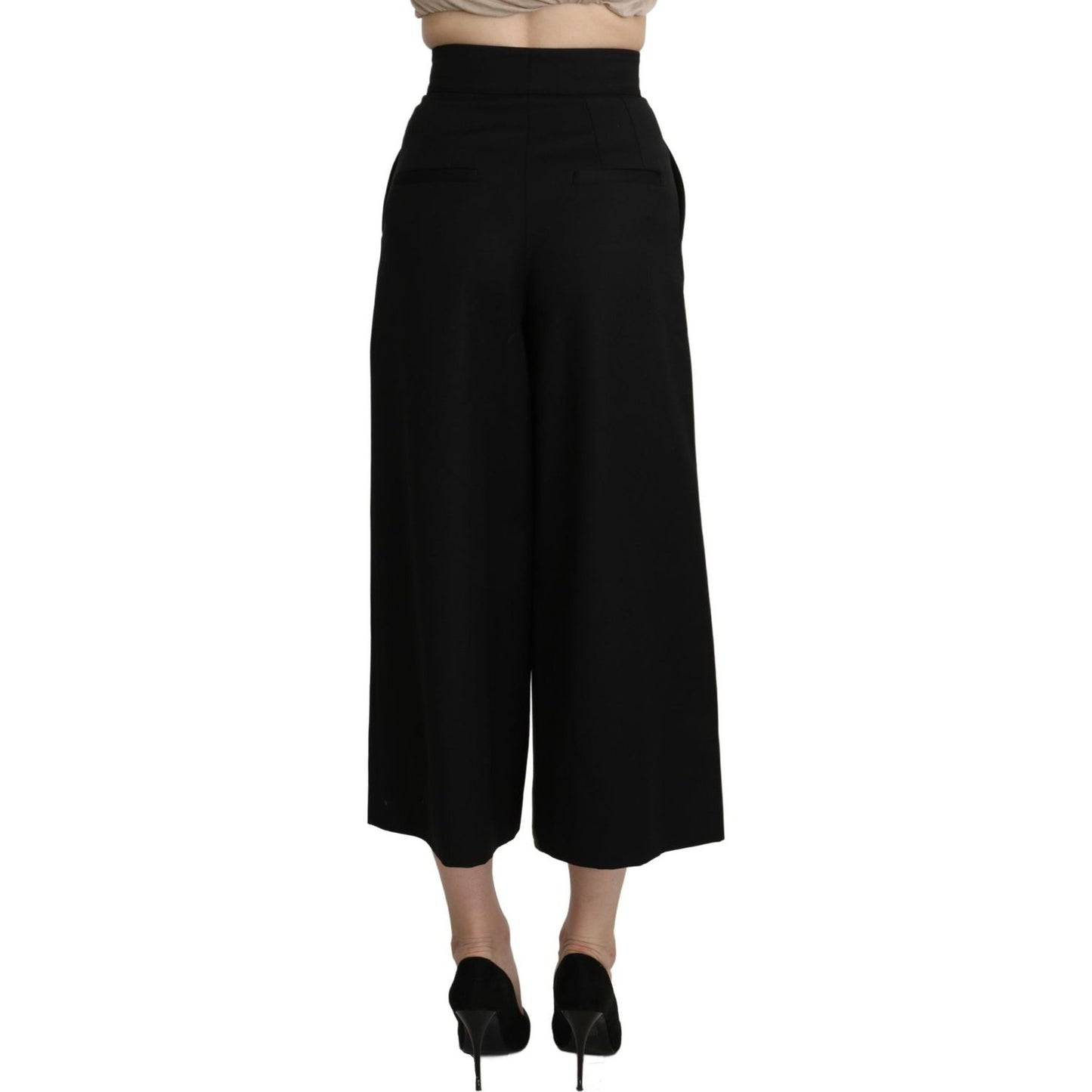 Dolce & Gabbana Elegant High Waist Wide Leg Virgin Wool Trousers Jeans & Pants Dolce & Gabbana