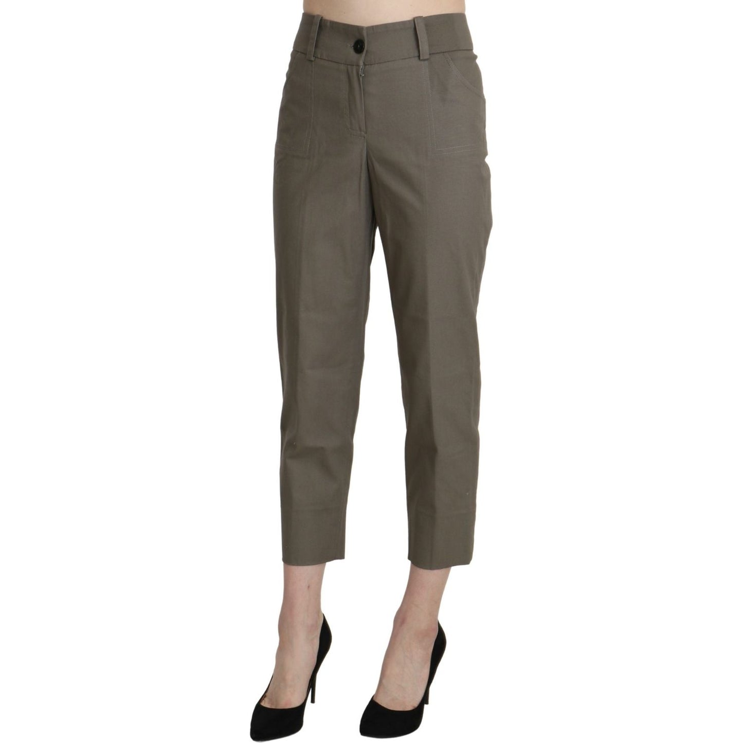 BENCIVENGA Gray High Waist Cropped Dress Trouser Pants