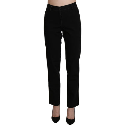 BENCIVENGA Black High Waist Straight Casual Trouser Pant