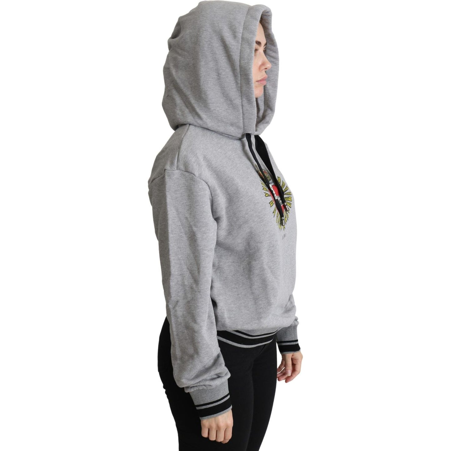 Dolce & Gabbana Exclusive Hooded Gray Cotton Sweater Dolce & Gabbana