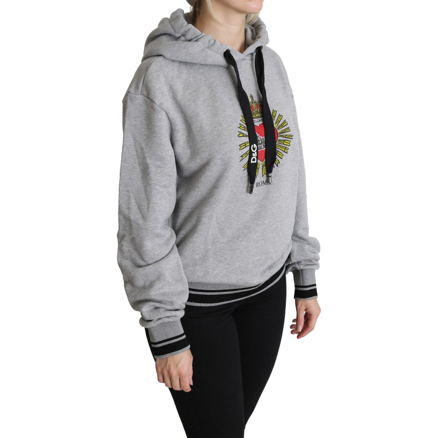 Dolce & Gabbana Gray Printed Hooded Exclusive Logo Sweater