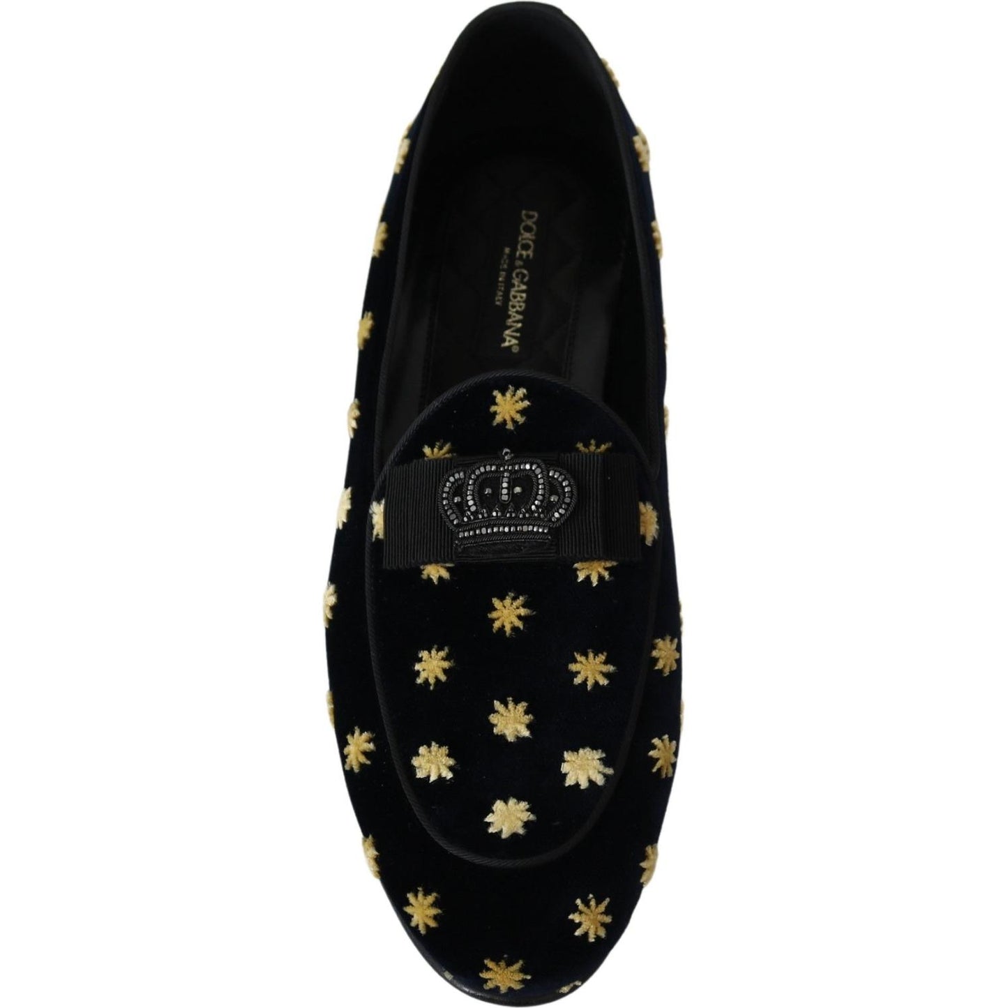 Dolce & Gabbana Elegant Velvet Crown Embroidery Loafers Dolce & Gabbana