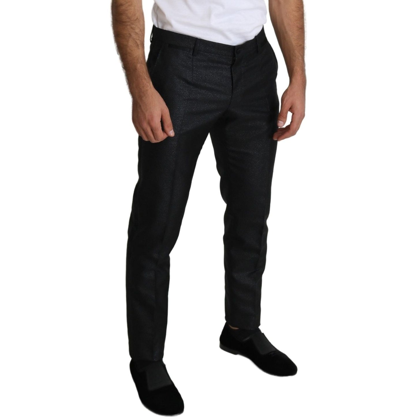 Dolce & Gabbana Elegant Metallic Black Dress Pants Jeans & Pants Dolce & Gabbana