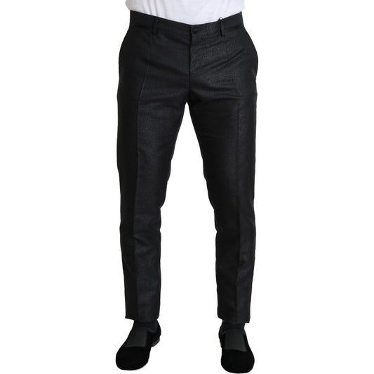 Dolce & Gabbana Black Metallic Skinny Trouser Dress 1728,67345645728,Black,Clothing,Dolce & Gabbana,Dress Pants - Pants - Clothing,IT50 | L,Jeans & Pants - Men - Clothing,Material: 40% Polyester 34% Wool 10% Metallized Fiber 10% Silk 6% Nylon,Men,Men - Cl