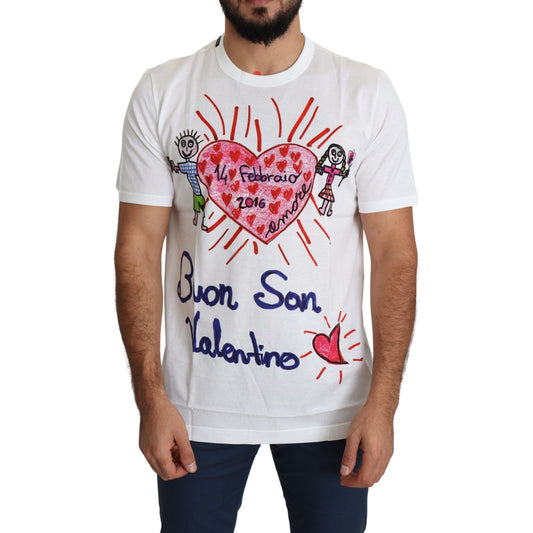 Dolce & Gabbana White Saint Valentine Hearts Print Men T-shirt 1728,67345645728,Clothing,Dolce & Gabbana,IT46 | S,Material: 100% Cotton,Men,Men - Clothing,New with tags,T-Shirts - Clothing,T-Shirts - Men - Clothing,T-Shirts - T-Shirts - Clothing,White