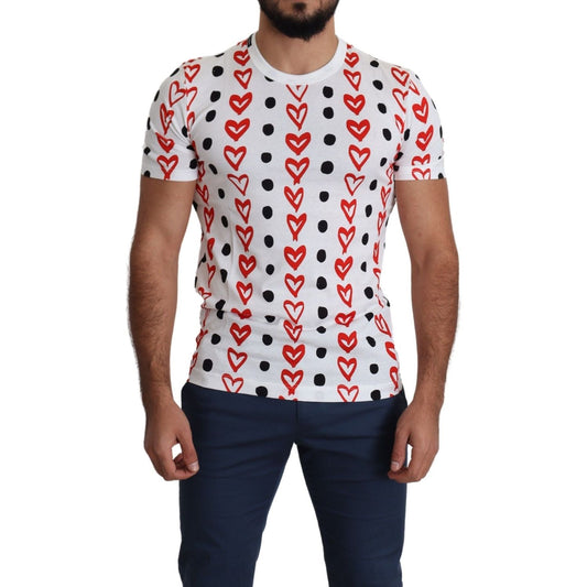 Dolce & Gabbana White Hearts Print Cotton Men Top T-shirt 1728,67345645728,Clothing,Dolce & Gabbana,IT48 | M,Material: 100% Cotton,Men,Men - Clothing,New with tags,T-Shirts - Clothing,T-Shirts - Men - Clothing,T-Shirts - T-Shirts - Clothing,White