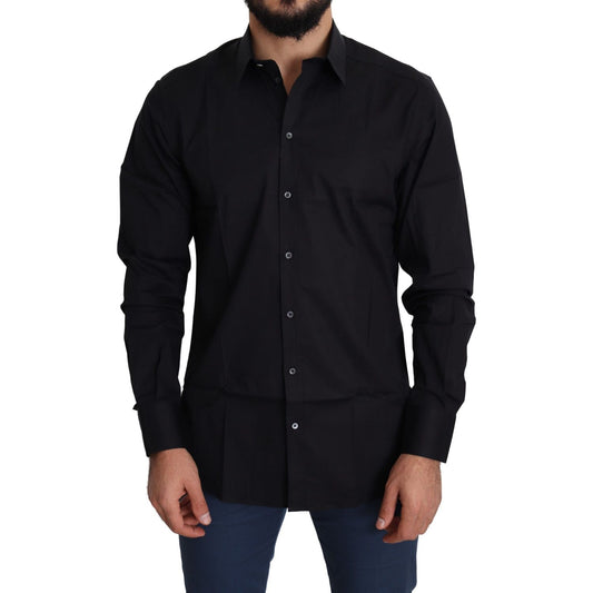Dolce & Gabbana Black Cotton Stretch Formal GOLD Dress Shirt 1728,67345645728,Black,Clothing,Dolce & Gabbana,Dress Shirts - Shirts - Clothing,IT38 | XS,Material: 96% Cotton 4% Elastane,Men,Men - Clothing,New with tags,Shirts - Clothing,Shirts - Men - Clot