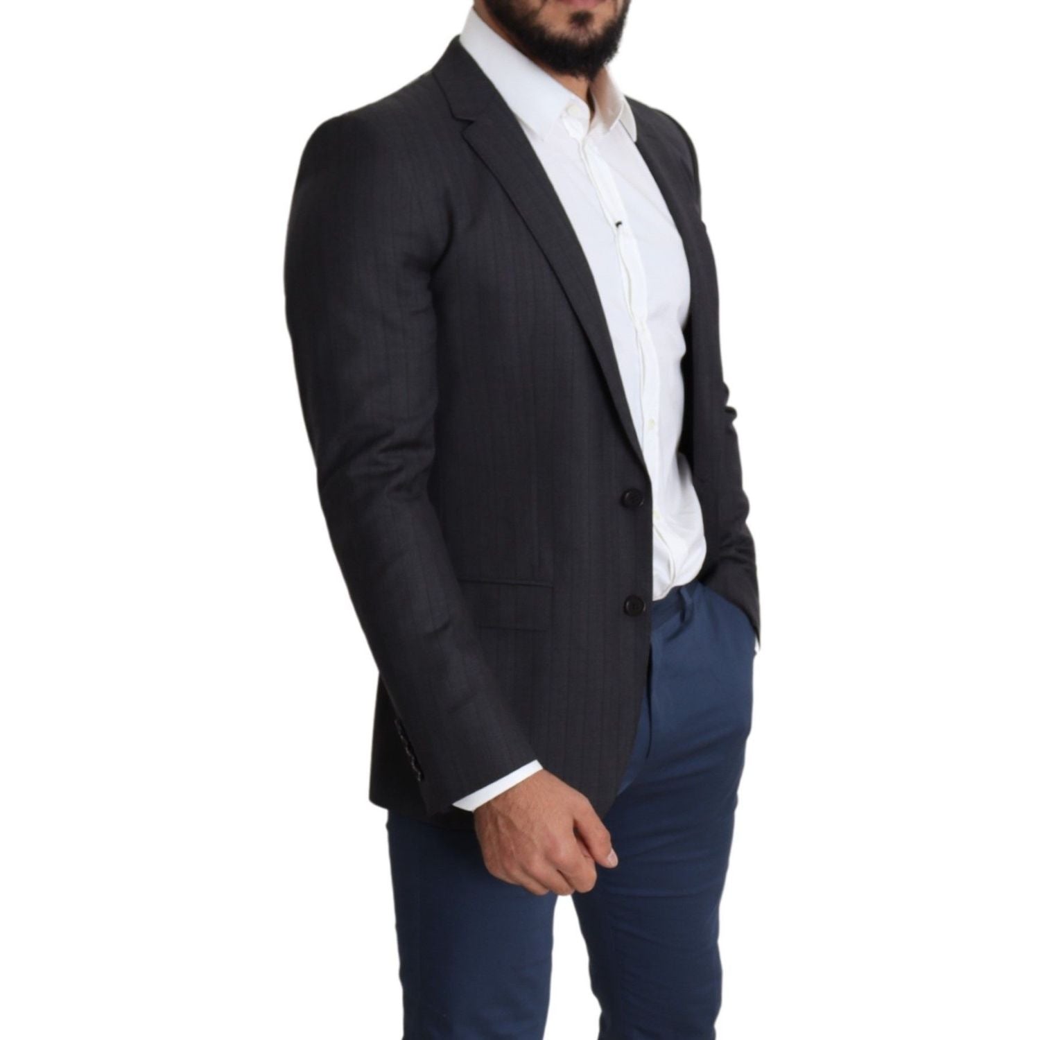 Dolce & Gabbana Black Wool Single Breasted Coat MARTINI Blazer