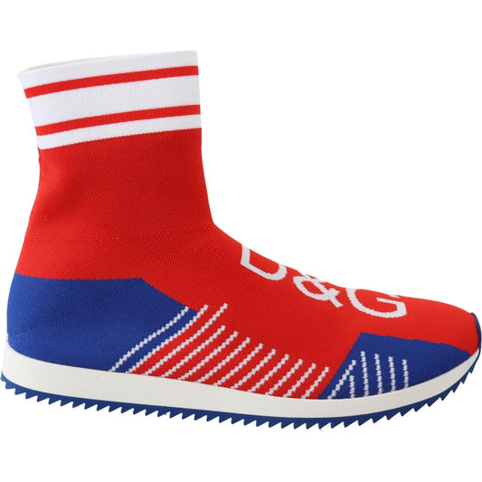 Dolce & Gabbana Blue Red Sorrento Logo Sneakers Socks Shoes