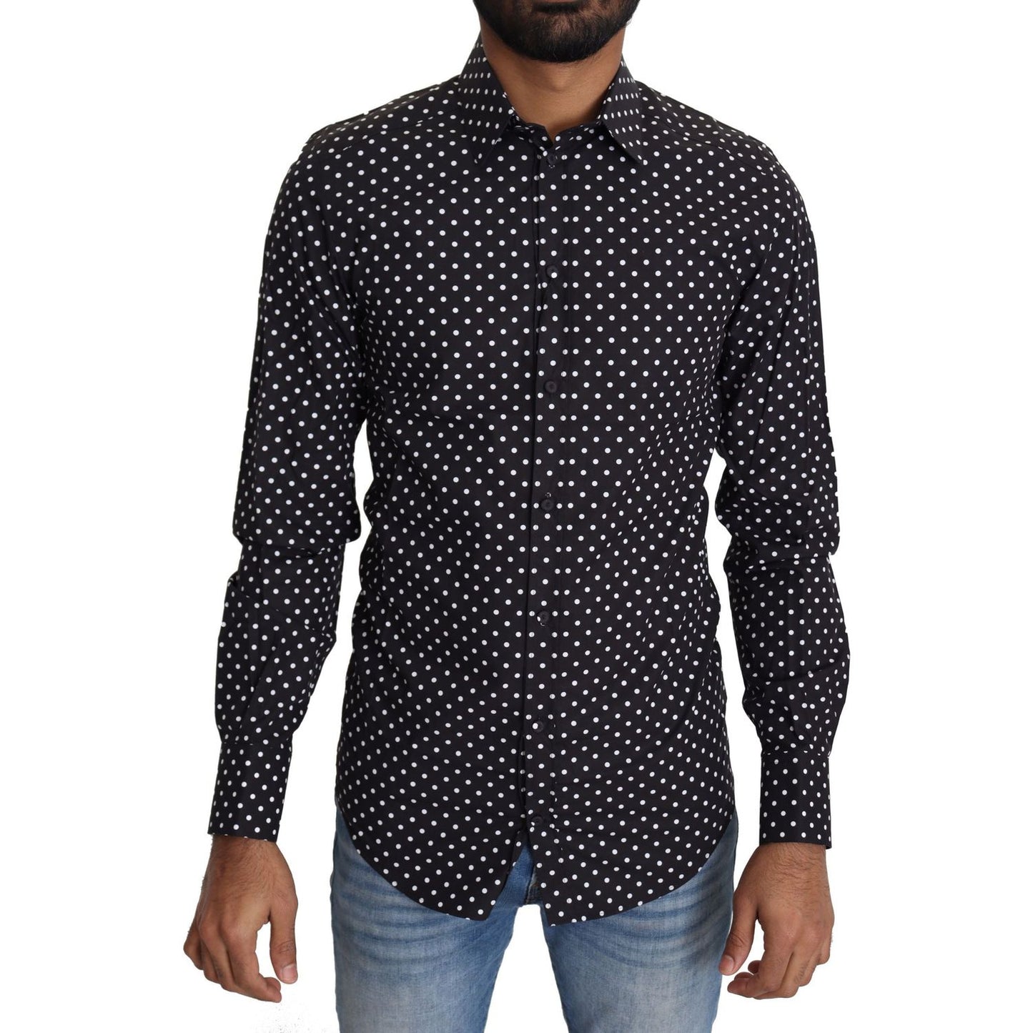 Dolce & Gabbana Black White Polka Dots Casual Shirt 1728,67345645728,Black,Clothing,Dolce & Gabbana,IT37 | XS,Material: 100% Cotton,Men,Men - Clothing,New with tags,Pattern - Shirts - Clothing,Shirts - Clothing,Shirts - Men - Clothing